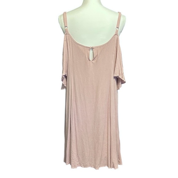 TORRID Mauve Cold Shoulder Trapeze Dress Rayon Gauze Lined Relaxed Fit 1 (14/16) - Picture 3 of 9